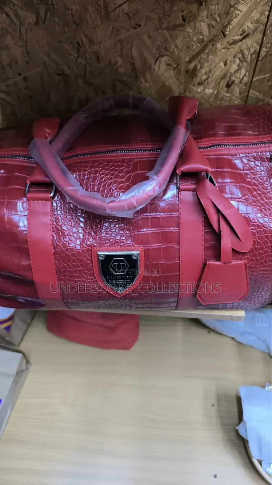 Maroon Leather Duffle Bag