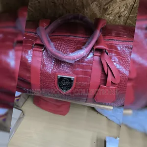 Maroon Leather Duffle Bag