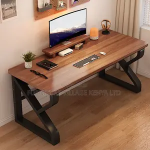 Simplistic Rectangle Lumber Grey Writing Table