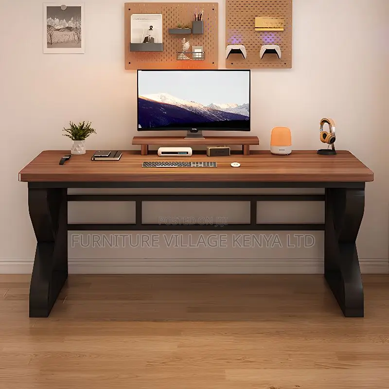 Simplistic Rectangle Lumber Grey Writing Table