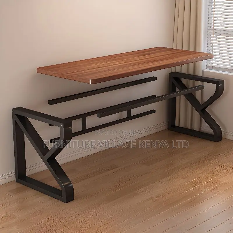 Simplistic Rectangle Lumber Grey Writing Table