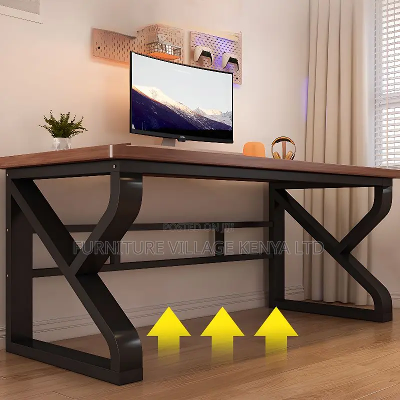 Simplistic Rectangle Lumber Grey Writing Table