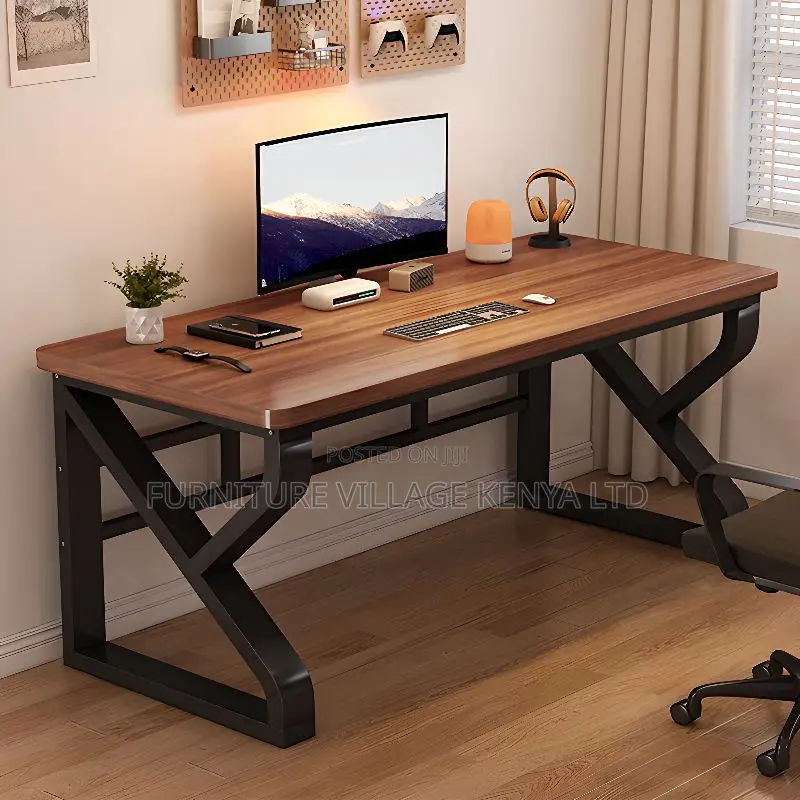 Simplistic Rectangle Lumber Grey Writing Table