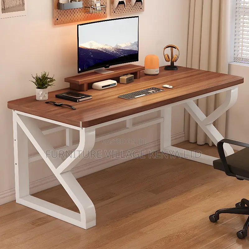 Simplistic Rectangle Lumber Grey Writing Table
