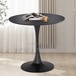 Renal Black Slender Pedestal Base Dining Table