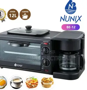 Nunix 3 in 1 Breakfast Maker; Toaster,Oven, Coffee Maker N/O