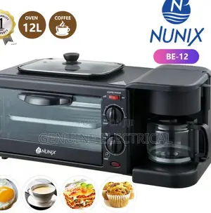 Nunix 3 in 1 Breakfast Maker; Toaster, Coffee Maker N/O