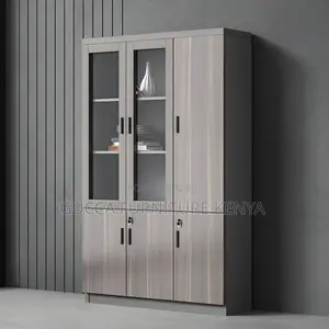 Cabinets:3-Door Industrial-Style Wooden Filing Cabinet