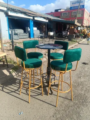 High Bar Set or Counter Set, Emarld Green Stools 