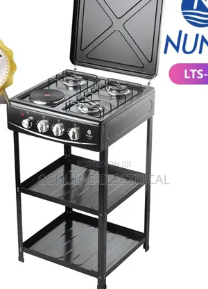 Nunix Cooker 3 Gas +1E Standing Cooker Plus Shelves NS3