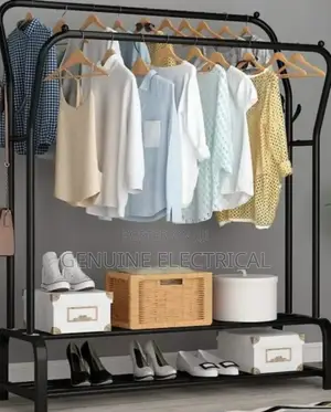 Double Pole Clothing Rack Plus Shoes Rack S9