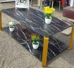 Black Executive MDF Marble Effect Table Bm4