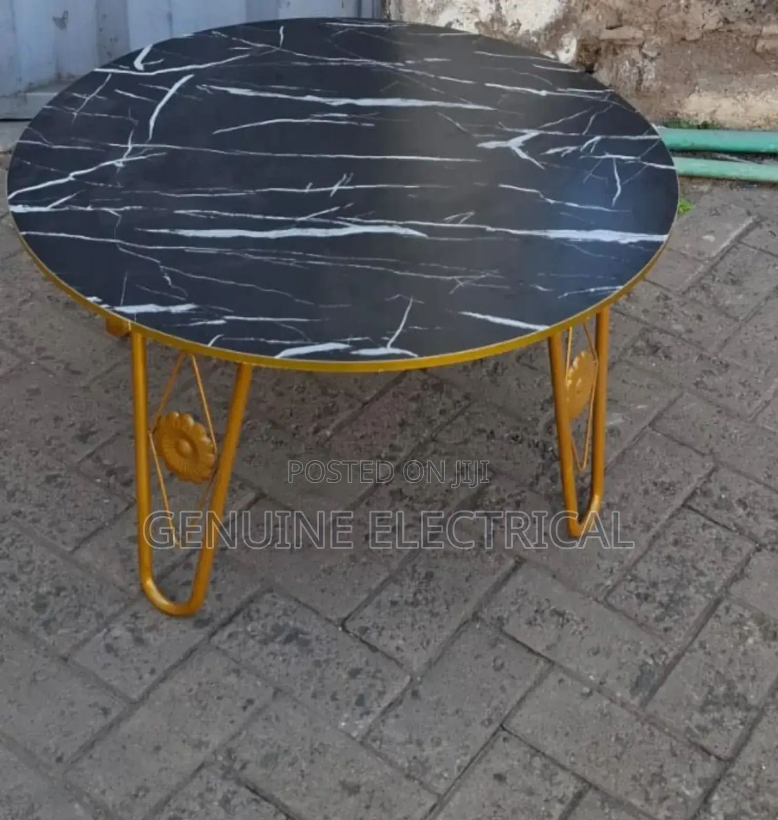 White and Black Executive MDF Marble Effect Round Table Nt