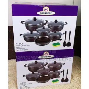 Tc 14 Pieces Non-stick Black Coated Cooking Pot/Sufuria Set