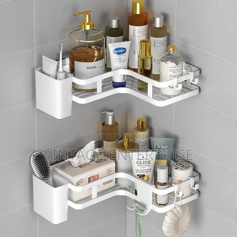 2pcs Bathroom Shower Caddy With Toothbrush Holder