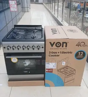Von Hotpoint Standing Cooker 3gas 1e Electric Hotplate SLVR