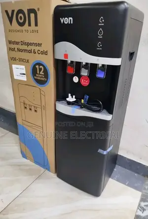 Black Von Hotpoint Hot, Normal and Cold Water Dispenser