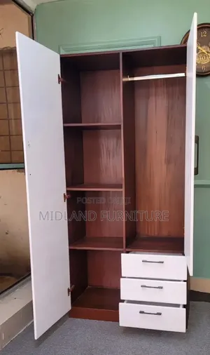 White and Brown Wardrobe Cabunet