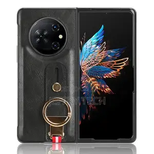 For Tecno Phantom v Fold Wristband Leather Back Phone Case