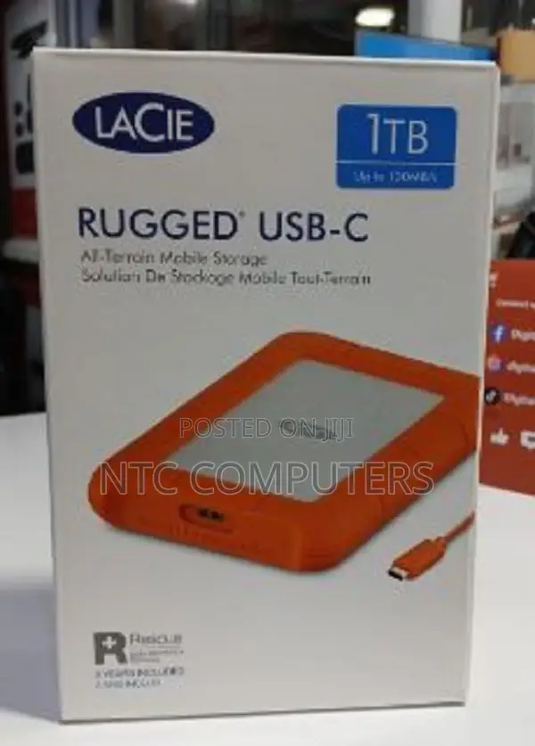 Lacie Rugged SSD 1TB Solid State Drive — USB-C USB