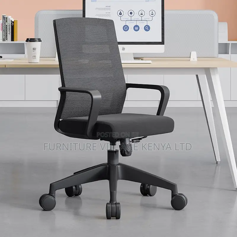 Ergonomic Ink Upholstered Task Chair With Armrest,