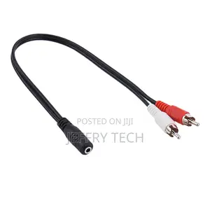 3.5mm Female Aux to 2 Male RCA Plug Aux Adapter Cord Cable