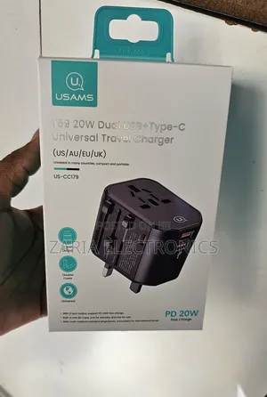 Usams 20watts Power Adapter With Dual Ports Type C +Usb