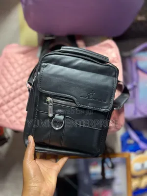 Black Leather Shoulder Bags/Chest Bags at 1200