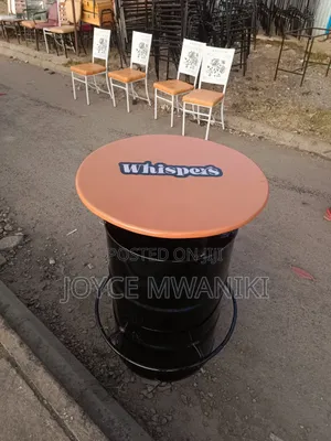 Bar Drum Table, Black and Gold 