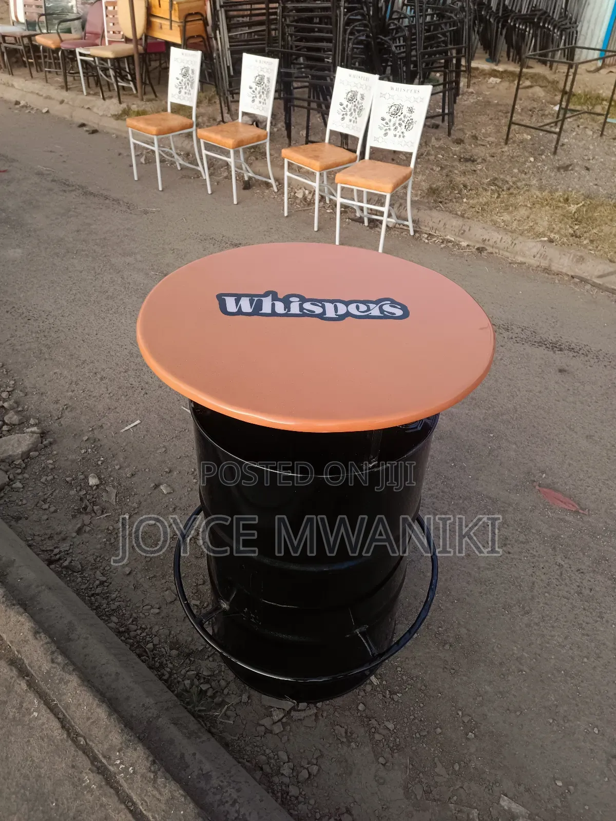 Bar Drum Table, Black and Gold 