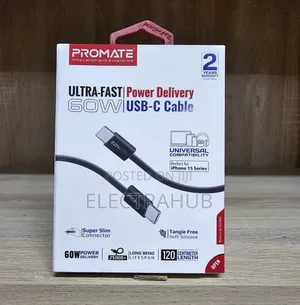 Promate Ecoline-Cc120
Fast 60W Power Delivery USB-C Cable