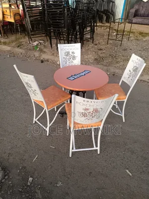 Powder Coated Antique White Laser Cut Chairs Set 