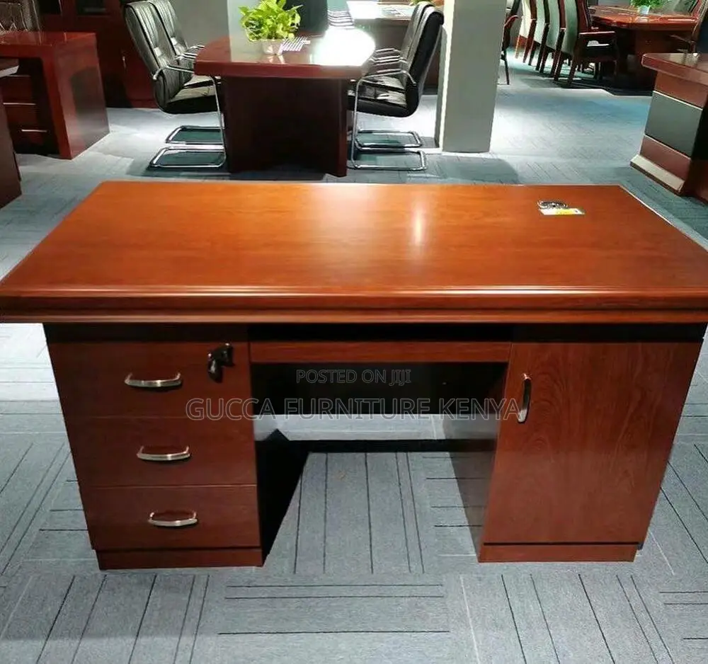 Office Tables: Office 140cm Mahogany Executive Desk Table