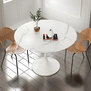 Dining Tables:Round Simple Sintered Stone Tulip Dining Table