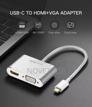 Type C Ugreen Usb-C to Hdmi+Vga Converter With Pd for Laptop