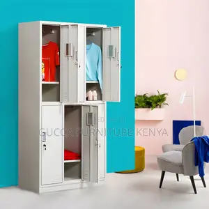 Cabinets:Office Contemporary Steel 6-Door Closet With Lock