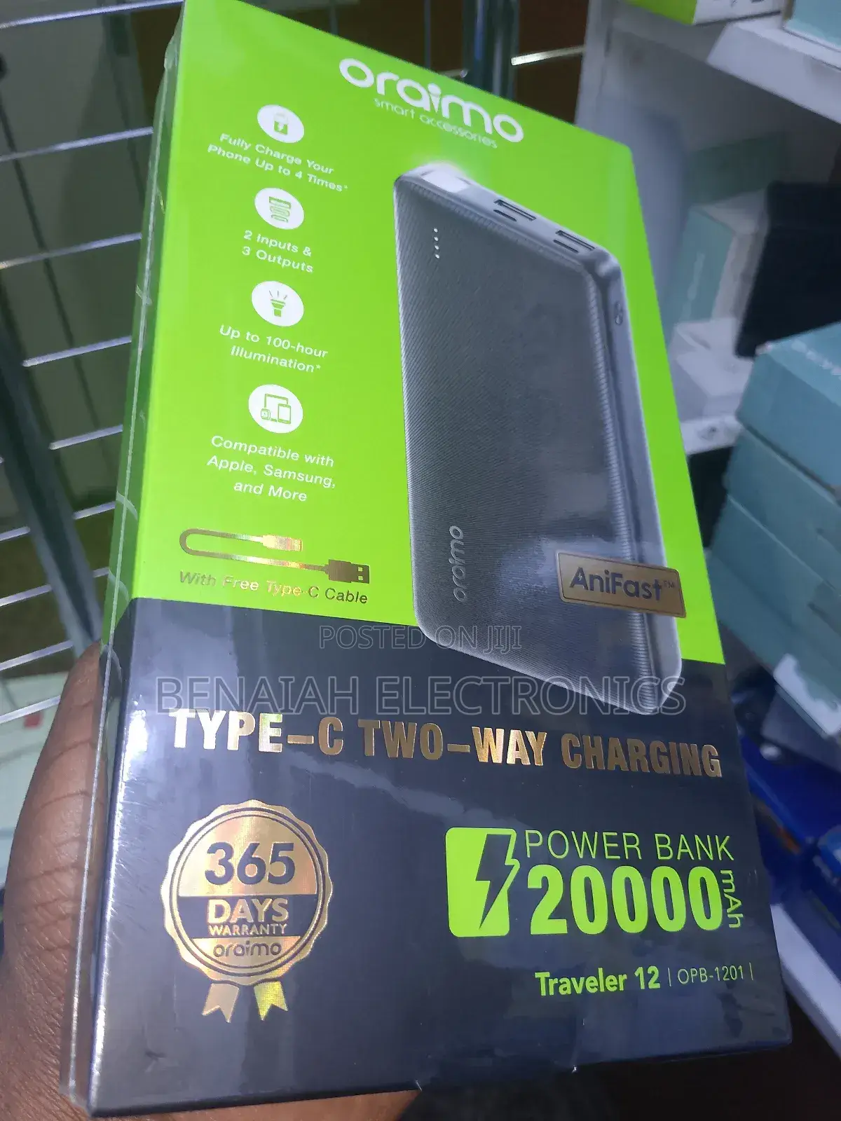 20000 Mah Oraimo Powerbank.Two Inputs Three Output