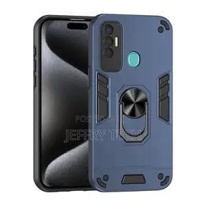 Tecno Spark 7P Shockproof Metal Ring Holder Phone Case(Blue)