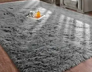 Plain Hairy Grey Floor Fluffy Carpets