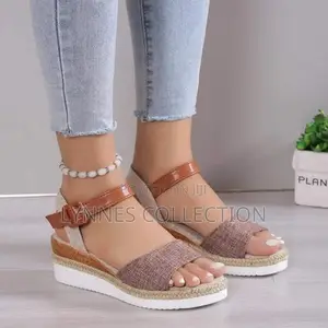 New Strapped Open Wedge, Denin Wedge