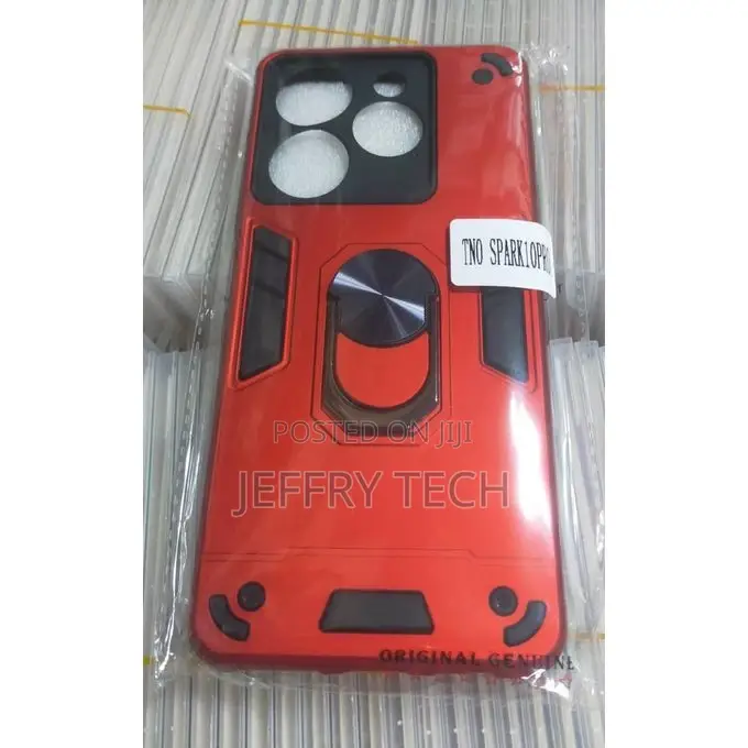 Tecno Spark 10 Pro: Ring Stand Cover Case _ RED.
