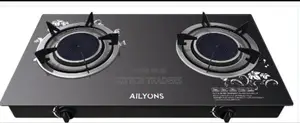 AILYONS 2 Burner Glass Top Gas Cooker Infrared Double