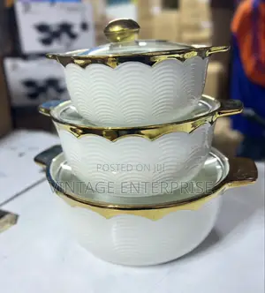 3pcs Ceramic Pots Gold