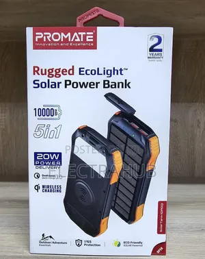 Promate Solartank Rugged 10pdqi Powerbank New Sealed