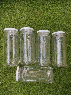 A Set of 30 Glass/Spice Jar 580ml With Metallic Black Kid