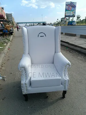 Bishop Chair or Pastor Chair, White With Branding 