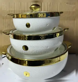 Royal 3 PCS Ceramic Hot Pots Gold 3L , 2.5 L Ans 1.5 L