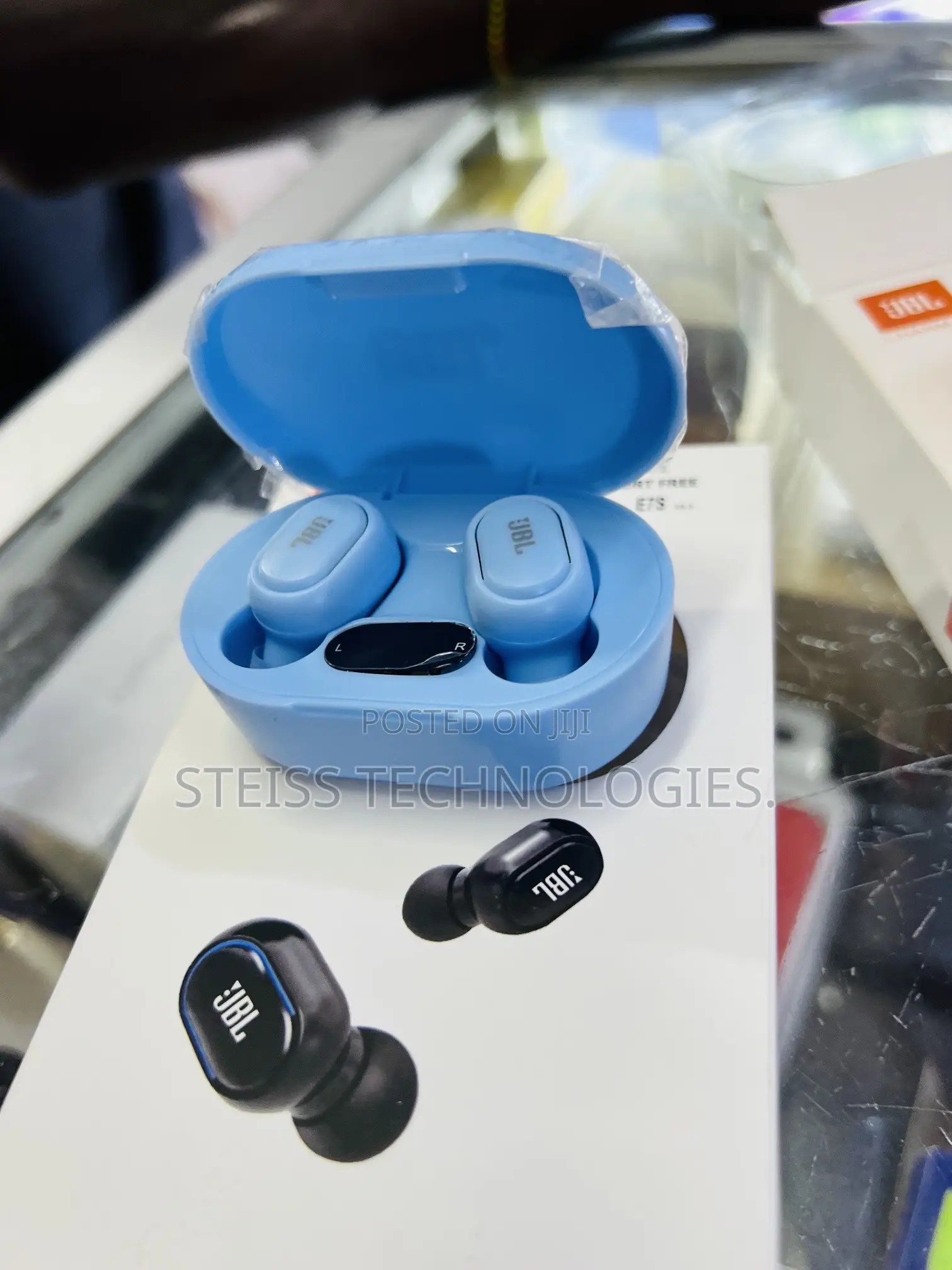 Blue JBL Wireless Earbuds