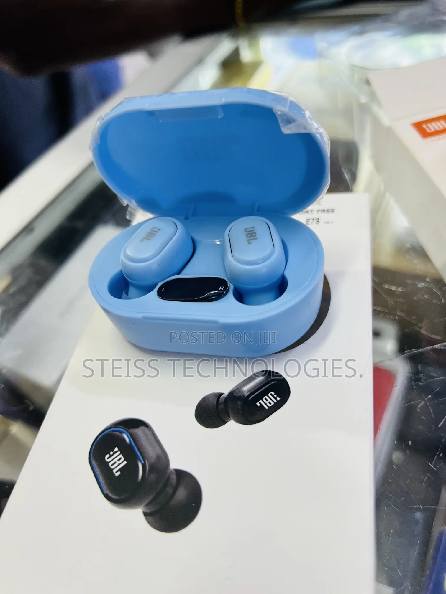 Blue JBL Wireless Earbuds