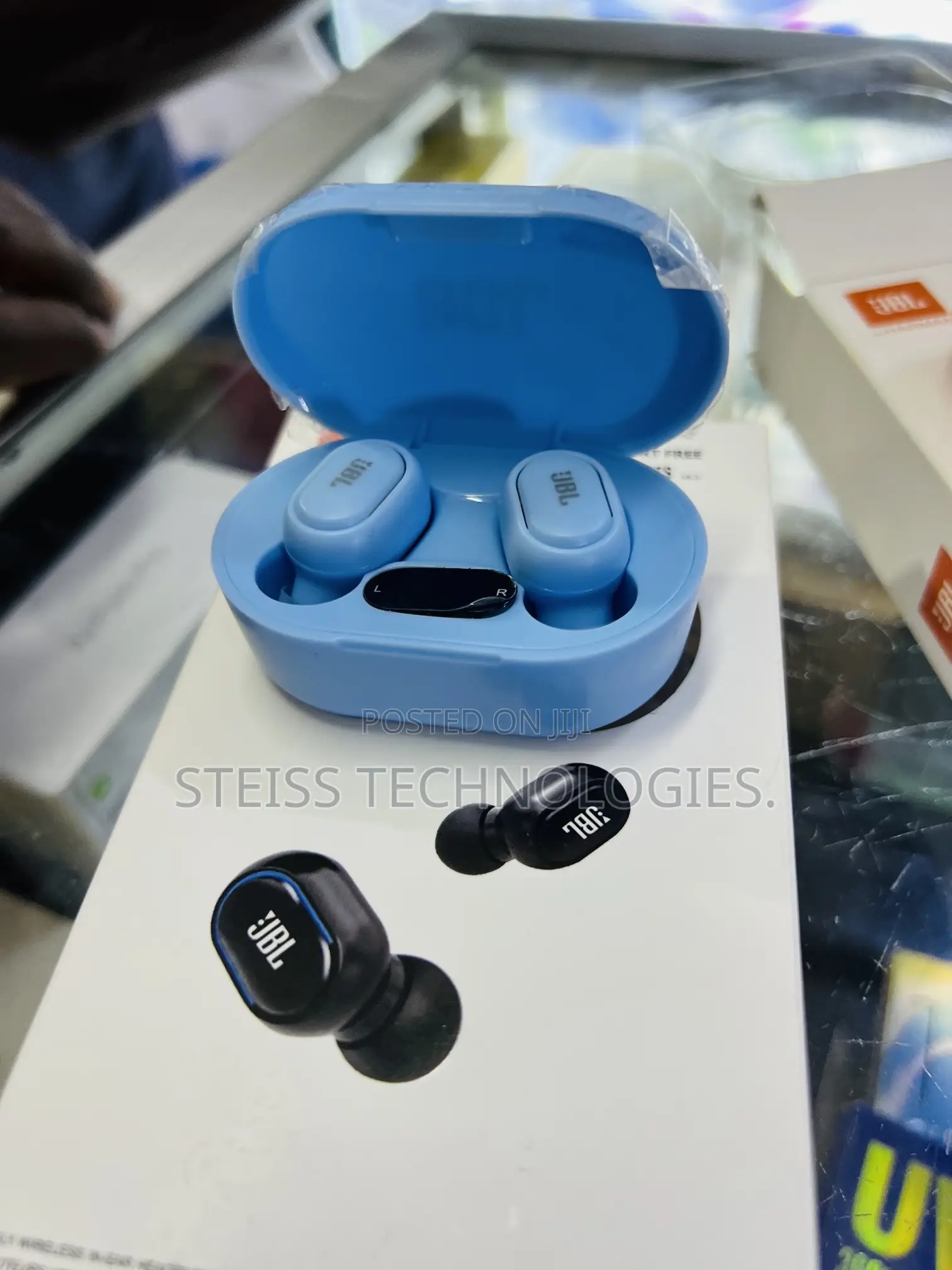 Blue JBL Wireless Earbuds